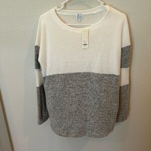 White and Gray Colorblock Sweater